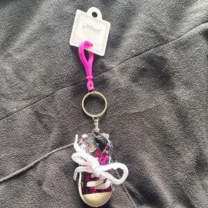 Sequin Sneaker Keychain with Pink Clip